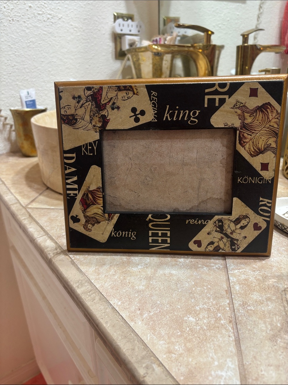 Vintage Playing Card Accent Picture Frame - Black & Gold